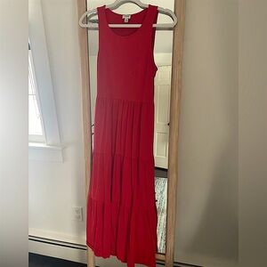 J.Crew Red Tiered Jersey Maxi Dress in XXS